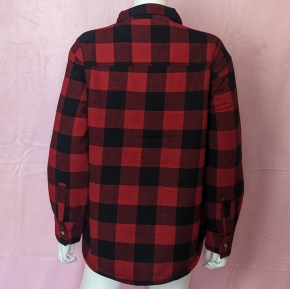 Natural Reflections Red Plaid Sherpa Lined Button Up Jacket size Small - Picture 3 of 6